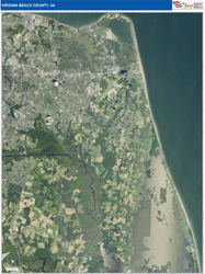 Virginia BeachCounty, VA Wall Map Satellite Pure Style 2024