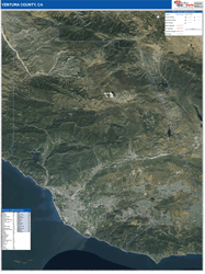 Los Angeles-Orange Counties, CA Wall Map Satellite Pure Style 2024