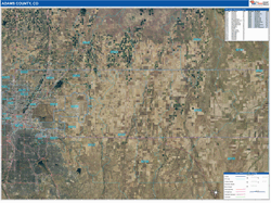 Adams County, CO Wall Map Zip Code Satellite ZIP Style 2026