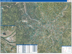 Allegheny County, PA Wall Map Zip Code Satellite ZIP Style 2026