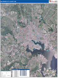 Baltimore County, MD Wall Map Zip Code Satellite ZIP Style 2026