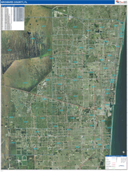 Broward County, FL Wall Map Zip Code Satellite ZIP Style 2026