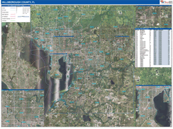 HillsboroughCounty, FL Wall Map Zip Code Satellite ZIP Style 2023
