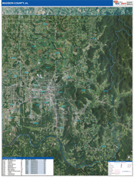 Madison County, AL Wall Map Zip Code Satellite ZIP Style 2026