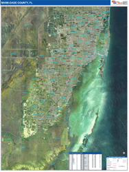 Miami-Dade County, FL Wall Map Zip Code Satellite ZIP Style 2026