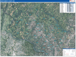 Montgomery County, MD Wall Map Zip Code Satellite ZIP Style 2026