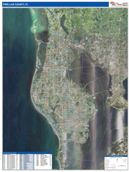 Pinellas County, FL Wall Map Zip Code Satellite ZIP Style 2026