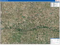 Rush County, KS Wall Map Zip Code Satellite ZIP Style 2026