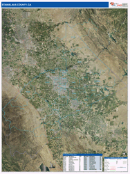Stanislaus County Wall Map Satellite ZIP Style