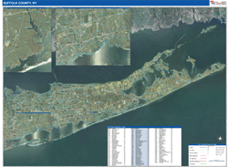Suffolk County, NY Wall Map Zip Code Satellite ZIP Style 2026