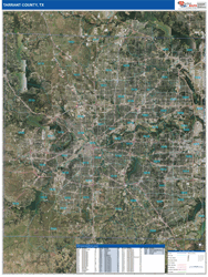 Tarrant County, TX Wall Map Zip Code Satellite ZIP Style 2026