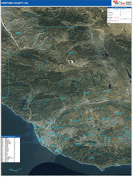 Ventura County, CA Wall Map Zip Code Satellite ZIP Style 2026