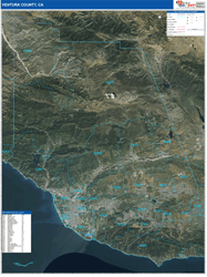 Los Angeles-Orange Counties, CA Wall Map Zip Code Satellite ZIP Style 2024