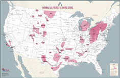 Natural Gas Fields of the United States Map