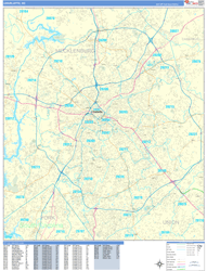 Charlotte Wall Map Basic Style 2024