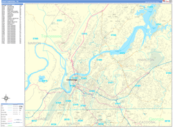 Chattanooga Wall Map Basic Style 2024