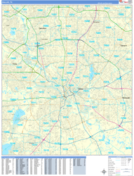 Dallas Wall Map Basic Style 2024