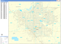 Fresno Wall Map Basic Style 2024