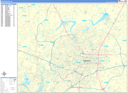 Greensboro Wall Map Basic Style 2024