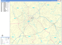 Greenville Wall Map Basic Style 2024