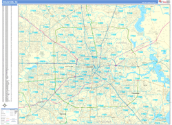 Houston Wall Map Basic Style 2024