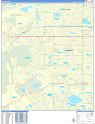 Lakewood Wall Map Basic Style 2024
