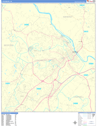 Lynchburg Wall Map Basic Style 2024