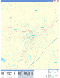 Mansfield Wall Map Basic Style 2024
