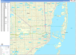 Miami Wall Map Basic Style 2024