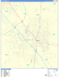 Murfreesboro Wall Map Basic Style 2024