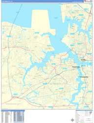 Portsmouth Wall Map Basic Style 2024
