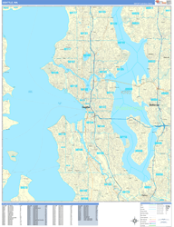 Seattle Wall Map Basic Style 2024