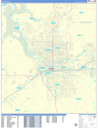Spokane Wall Map Basic Style 2024