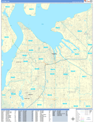Tacoma Wall Map Basic Style 2024