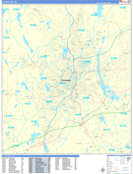Worcester Wall Map Basic Style 2024