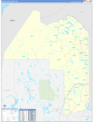 Aroostook County, ME Wall Map Zip Code Basic Style 2024