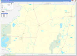 Ashley County, AR Wall Map Zip Code Basic Style 2024