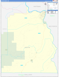 Asotin County, WA Wall Map Zip Code Basic Style 2024