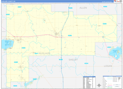 Auglaize County, OH Wall Map Zip Code Basic Style 2024