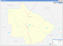 Bacon County, GA Wall Map Zip Code Basic Style 2024