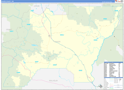 Baker County, OR Wall Map Zip Code Basic Style 2024