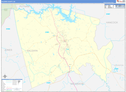 Baldwin County, GA Wall Map Zip Code Basic Style 2024