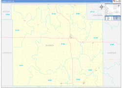 Barber County, KS Wall Map Zip Code Basic Style 2024