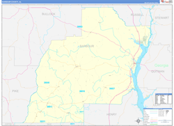 Barbour County, AL Wall Map Zip Code Basic Style 2024