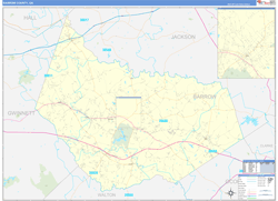 Barrow County, GA Wall Map Zip Code Basic Style 2024