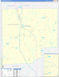 Bartholomew County, IN Wall Map Zip Code Basic Style 2024