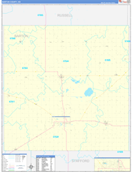 Barton County, KS Wall Map Zip Code Basic Style 2024