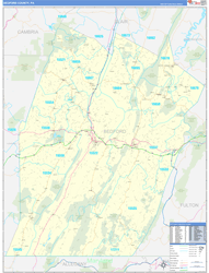 Bedford County, PA Wall Map Zip Code Basic Style 2024