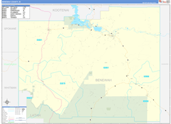 Benewah County, ID Wall Map Zip Code Basic Style 2024