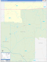 Benton County, MS Wall Map Zip Code Basic Style 2024